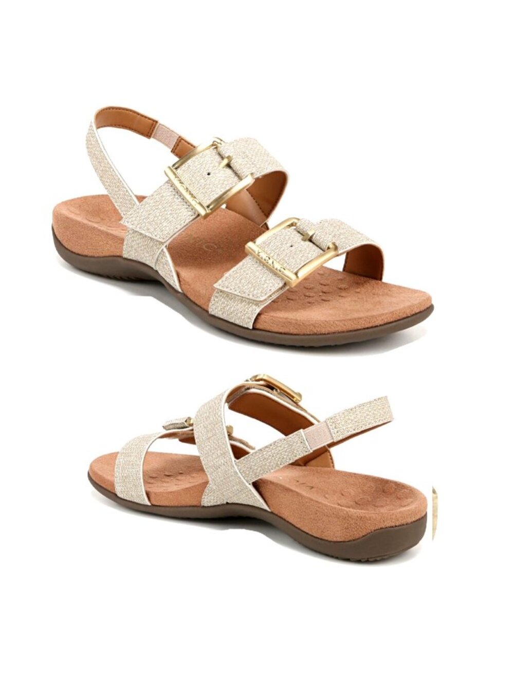Vionic Reese Sandals Oatmeal Beige Leather Sandals Women Size 8.5